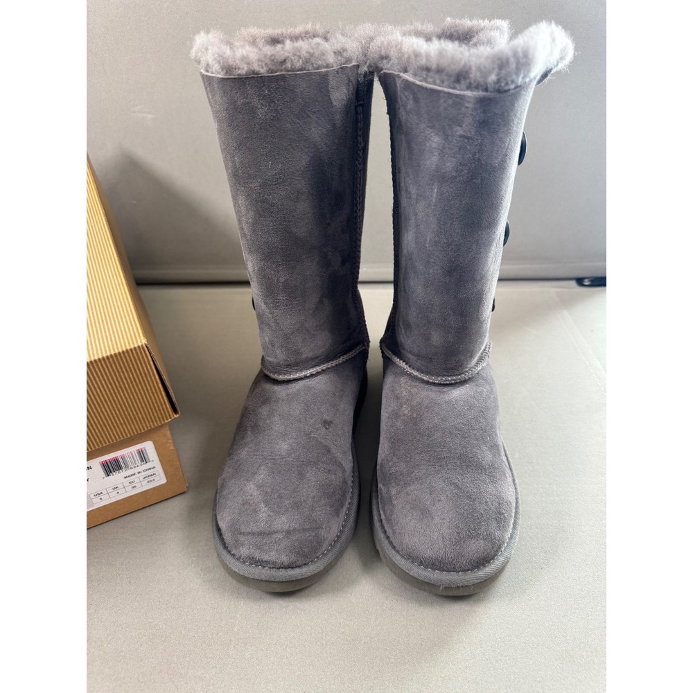UGG Grey K Bailey Button Triplet Tall Boots Women 5 Excellent